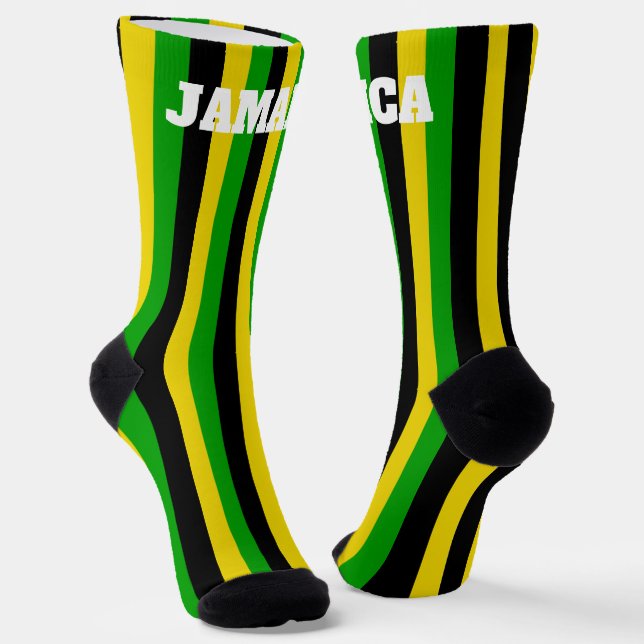Jamaican Flag Colors Striped Socks (Angled)