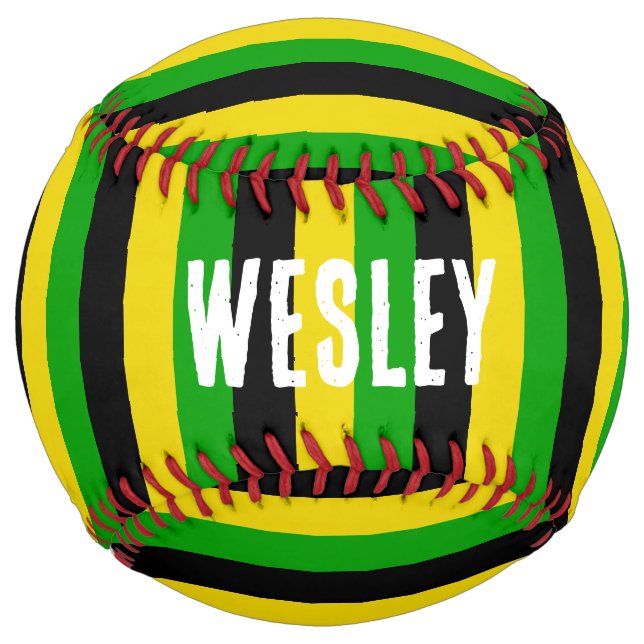 Jamaican Flag Colors Striped Softball (Front)