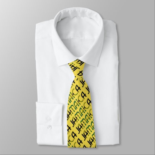 Jamaican Flag Colors Typography Pattern Neck Tie