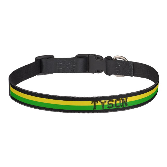 Jamaican Flag Colours Striped Pet Collar (Front)