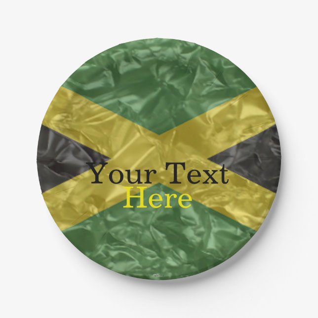 Jamaican Flag - Crinkled Paper Plates (Front)