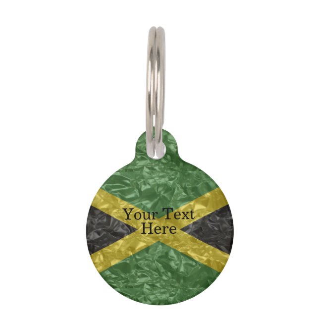 Jamaican Flag - Crinkled Pet ID Tag (Front)