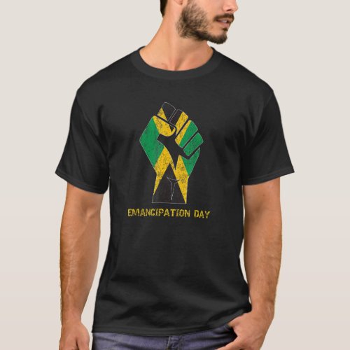 Jamaican Flag Emancipation Day Fist In Air Pride T_Shirt