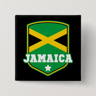 Jamaican Flag Emblem Jamaica Button