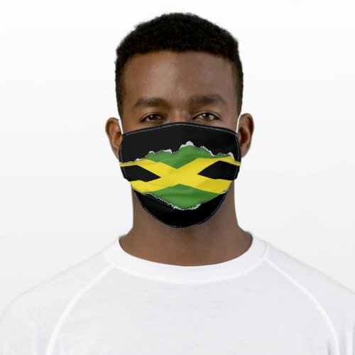 Jamaican Flag  Faux Torn Out Look Adult Cloth Adult Cloth Face Mask