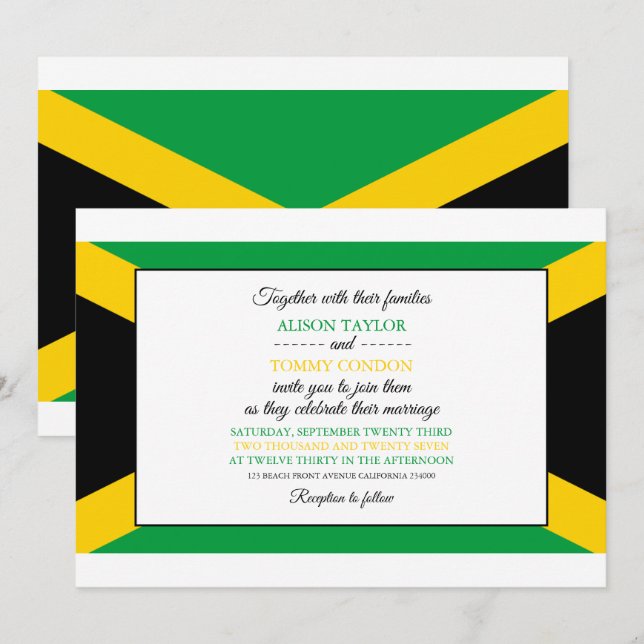 Jamaican Flag, Flag of Jamaica Wedding Invitation (Front/Back)