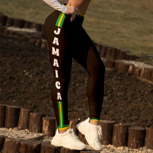 Jamaican Flag Green Gold & Black Jamaica Sports Leggings