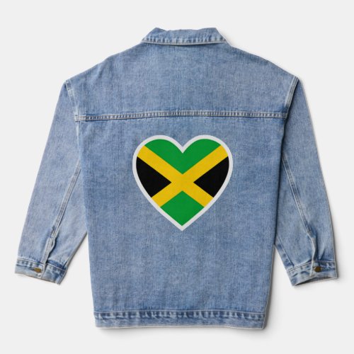 Jamaican Flag Heart Love Jamaica  Women Men Kids  Denim Jacket
