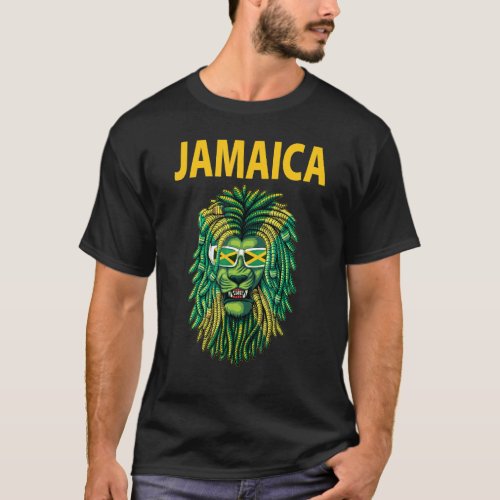 Jamaican Flag Idea For Men With Rastafari Lion Dre T_Shirt