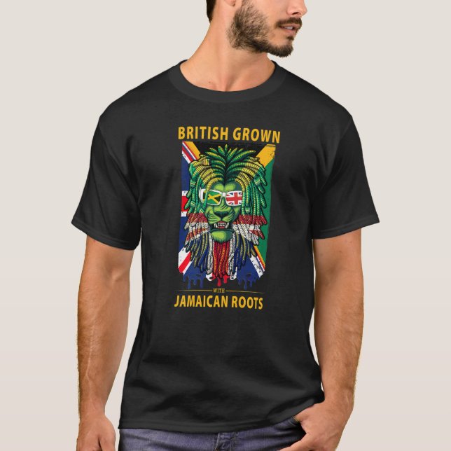 Jamaican Flag Idea & Union Jack Design For British T-Shirt (Front)