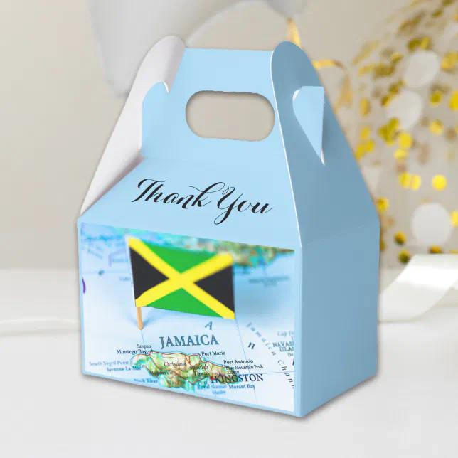 Jamaican Flag Island Jamaica Map Blue Thank You Favor Boxes Zazzle