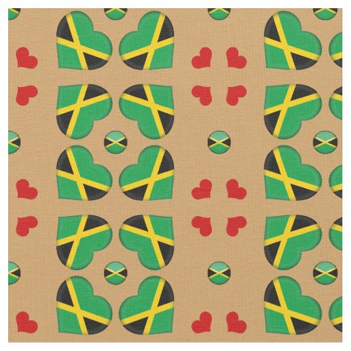 Jamaican Flag & Jamaica Hearts / fashion Fabric
