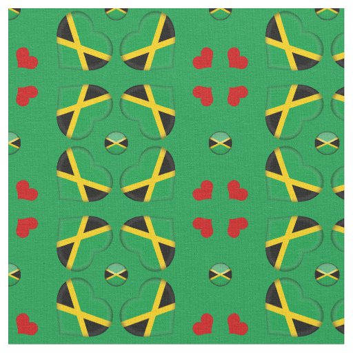 Jamaican Flag & Jamaica Hearts / fashion Fabric