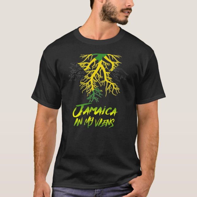 Jamaican Flag Jamaica It`s In My Veins Men Women T-Shirt (Front)