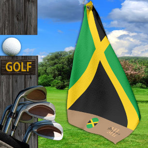 Jamaican flag & Jamaica, monogrammed sports / Golf Golf Towel