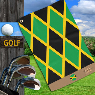Jamaican flag & Jamaica, monogrammed sports / Golf Golf Towel