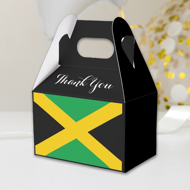 Jamaican Flag Jamaica Party Thank You Favor Boxes (Jamaica Jamaican flag black thank you favor box)