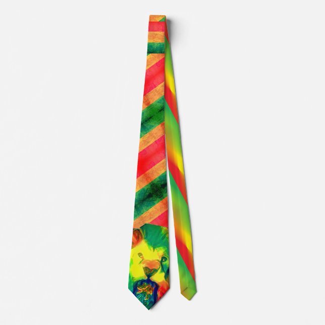 Jamaican flag Lion Roar! Neck Tie (Front)