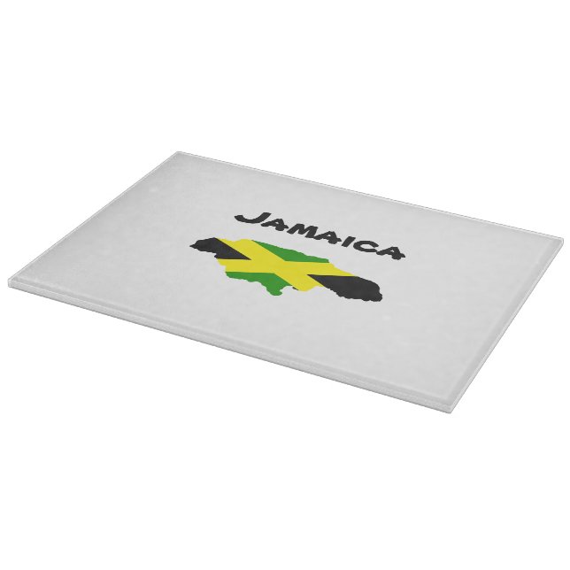 Jamaican Flag Map Stamped Cutting Board (Corner)