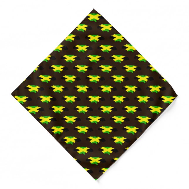 Jamaican Flag Maps Brown Thick Bandana (Front)
