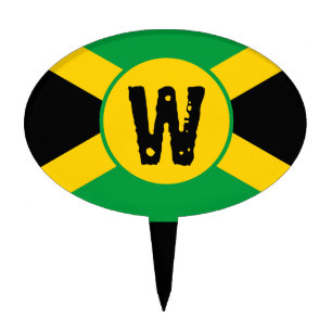 Jamaican Flag Monogram Birthday Cake Topper