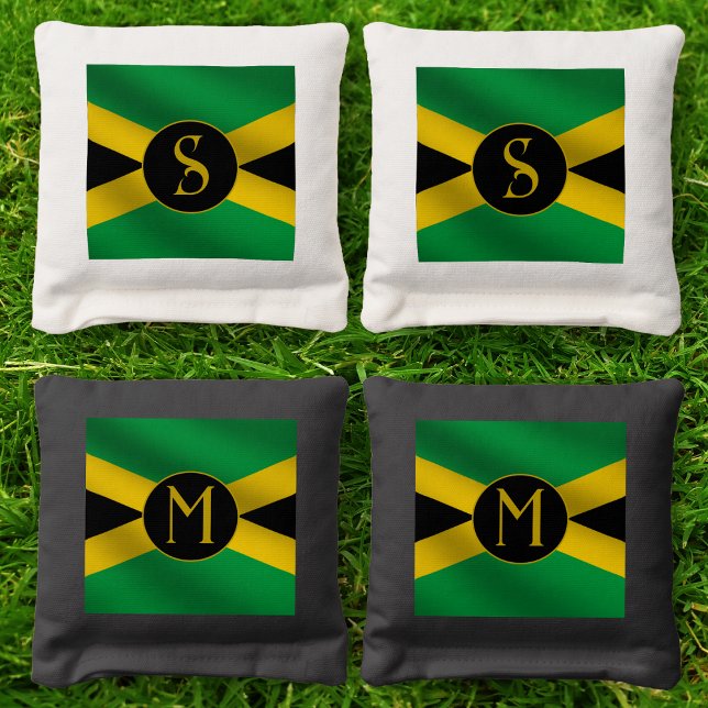 Jamaican Flag Monogram Initial Jamaica Cornhole Bags (Jamaican Flag Monogram Initial Jamaica Cornhole Bags)