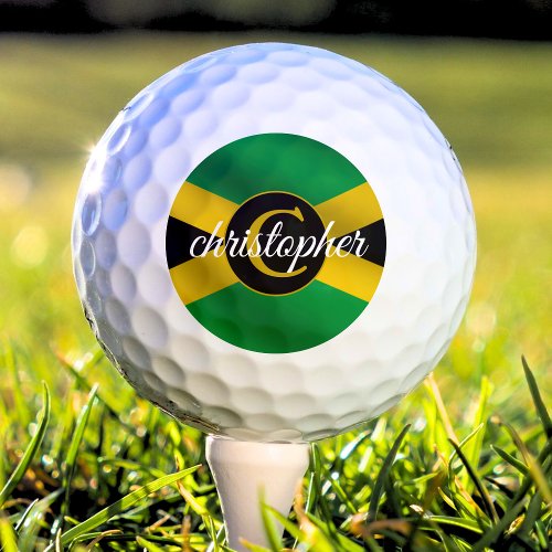 Jamaican Flag Name Monogram Golf Balls