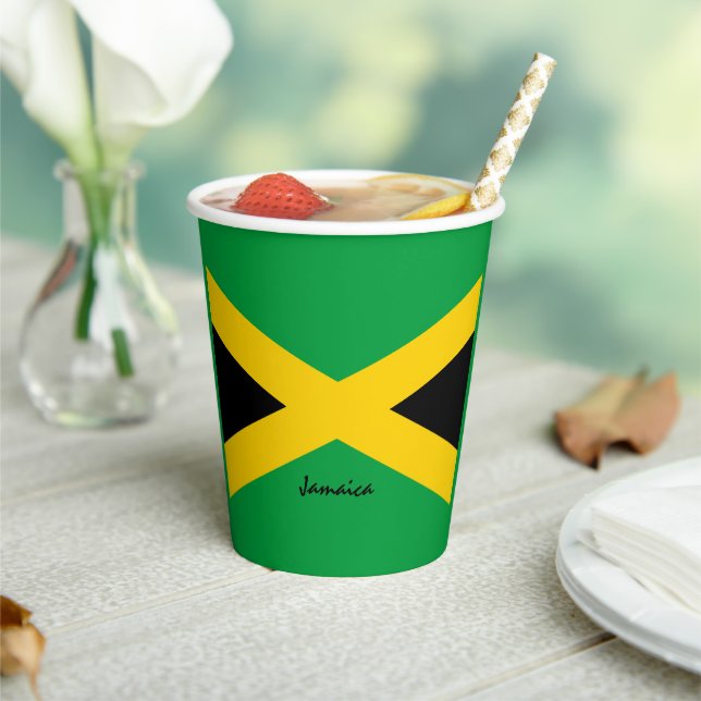 Jamaican Flag paper cups, Jamaica party /sports Paper Cups (Insitu)