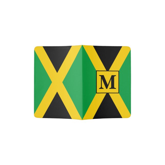 Jamaican Flag Patriotic Monogram Passport Holder (Opened)