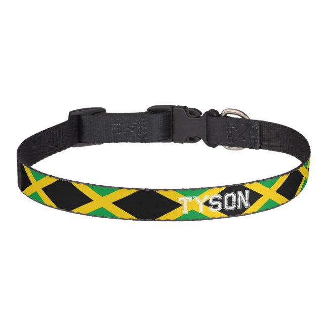 Jamaican Flag Patterned Pet Collar (Front)