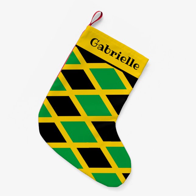 Jamaican Flag Patterned Small Christmas Stocking (Front (Hanging))