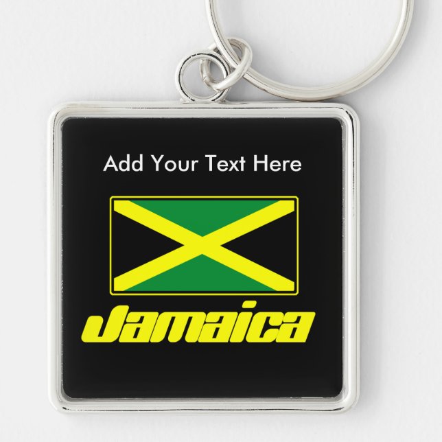 Jamaican Flag, Personalized Deluxe Keychain (Front)