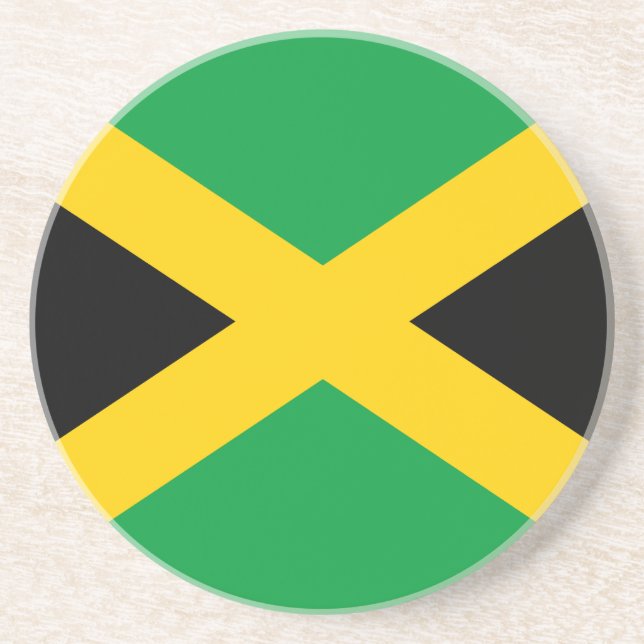 Jamaican Flag Sandstone Coaster (Front)