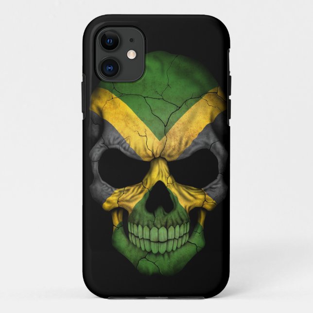 Jamaican Flag Skull on Black Case-Mate iPhone Case (Back)