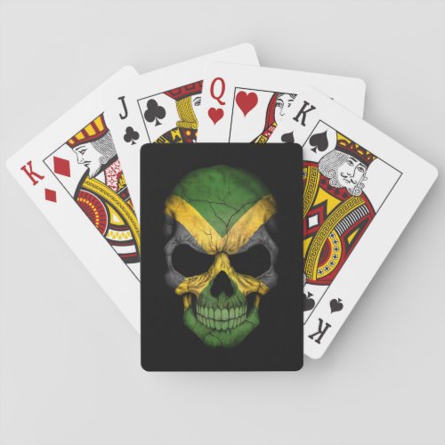 Jamaican Flag Skull on Black Playing Cards