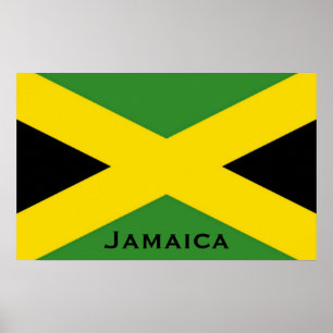 Jamaican Flag To The Edge with Jamaica Word Poster