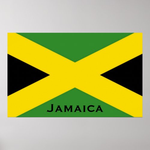 Jamaican Flag To The Edge with Jamaica Word Poster