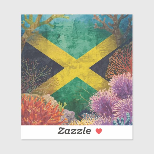 Jamaican flag under water sticker (Sheet)