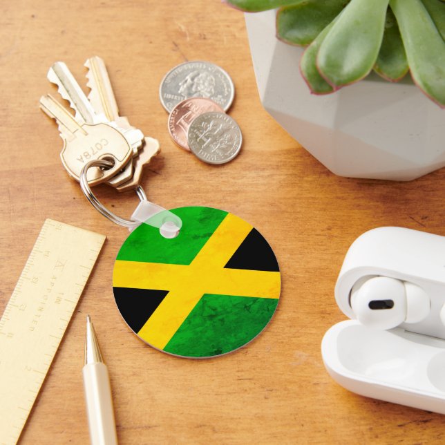 Jamaican Flag Weathered Effect One Love Keychain (Desk)