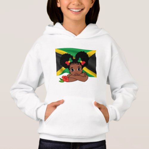 Jamaican Flag with Girl  Hibiscus Flower T_Shirt Hoodie