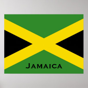 Jamaican Flag with Jamaica Word World Flags Poster