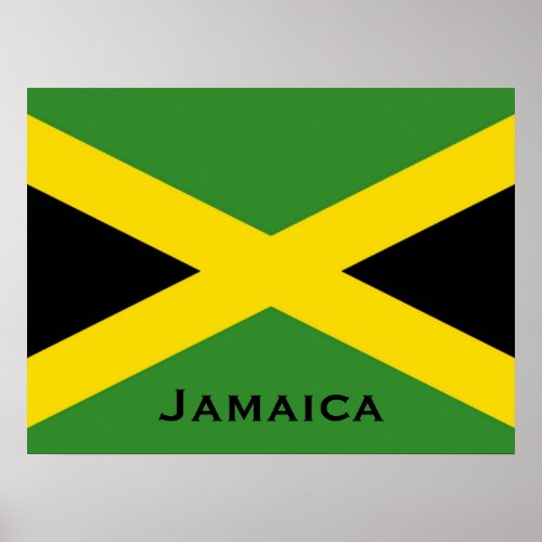Jamaican Flag with Jamaica Word World Flags Poster