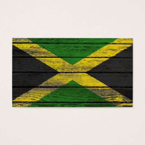 Jamaican Flag with Rough Wood Grain Effect Business Cards