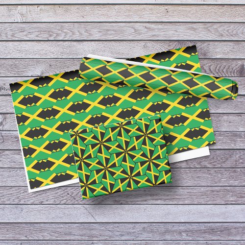 Jamaican Flag Wrapping Paper Flat Sheet Set of 3