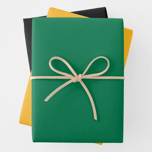Jamaican Flag Yellow Green and Black Wrapping Paper Sheets (In situ)