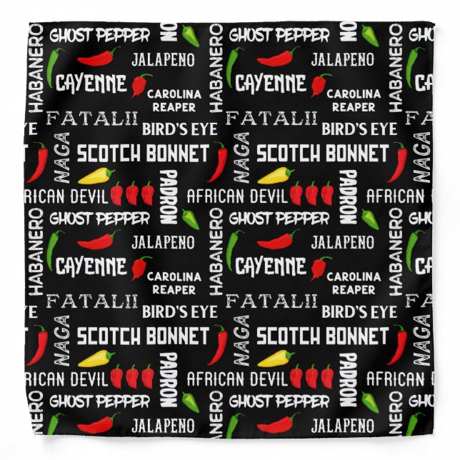 Jamaican Food Chef Chilli Names Pattern Bandana (Front)