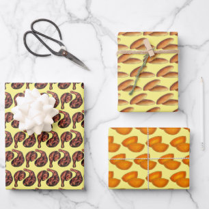 Jamaican Food Jerk Chicken Bulla Cakes Beef Patty Wrapping Paper Sheets