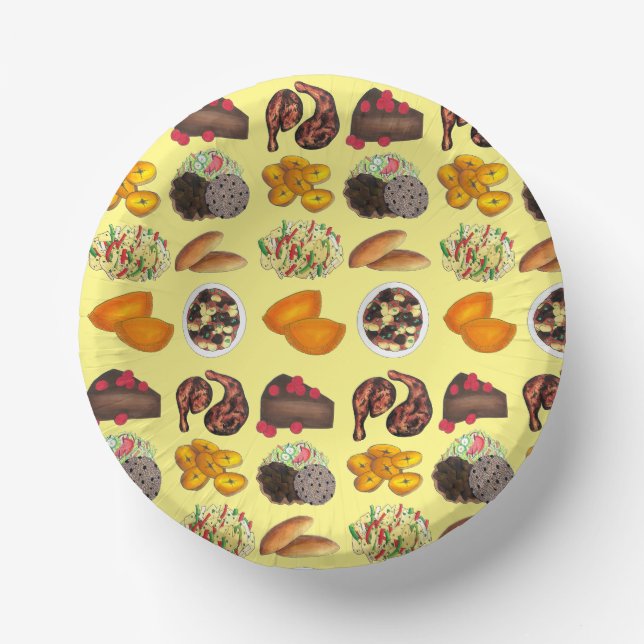 Jamaican Foods Caribbean Island Cuisine Cooking Paper Bowls (Front)