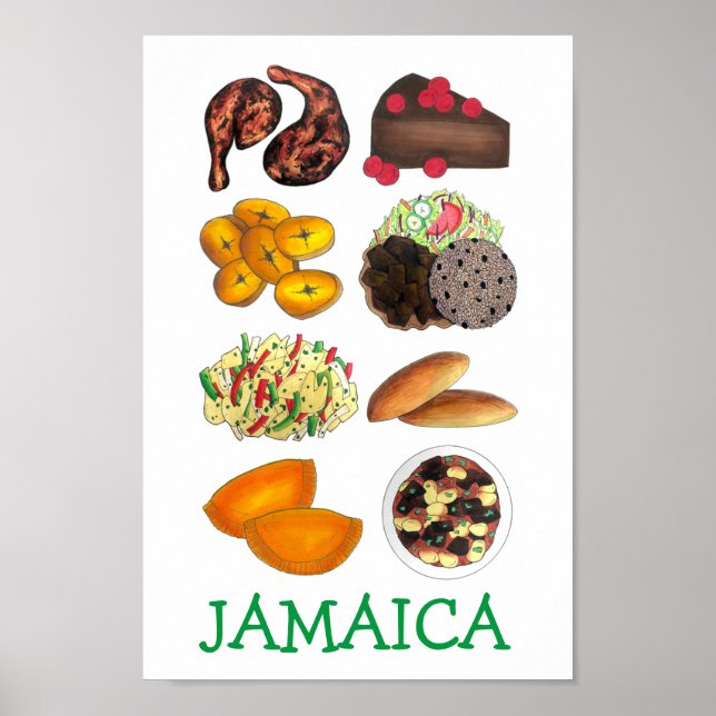 Jamaican Foods Caribbean Island Cuisine Print (Front)