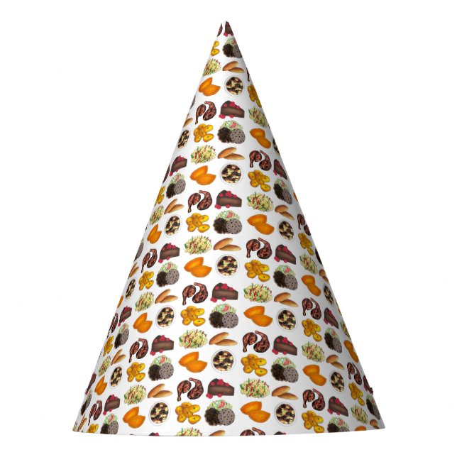 Jamaican Foods Caribbean Island Cuisine Print Party Hat (Front)